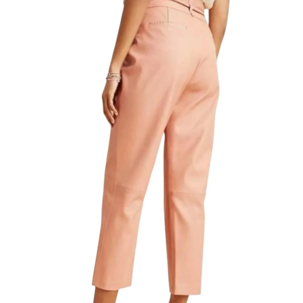 New Anthropologie Blank NYC Peach Pink Faux Leather Paperbag Self Tie Pant 25 - Picture 2 of 7